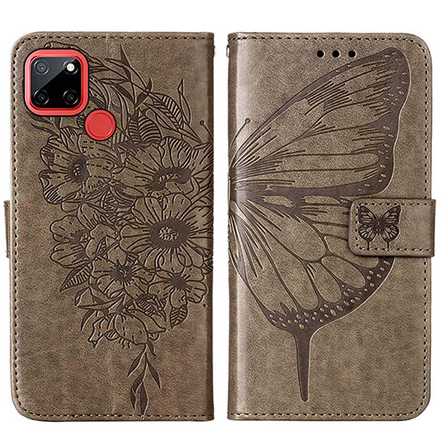 Leather Case Stands Butterfly Flip Cover Holder Y01B for Realme C25 Gray