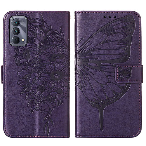 Leather Case Stands Butterfly Flip Cover Holder Y01B for Realme GT Master 5G Purple