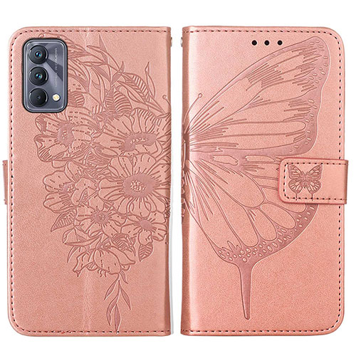 Leather Case Stands Butterfly Flip Cover Holder Y01B for Realme GT Master 5G Rose Gold