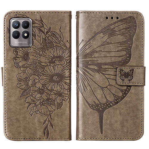 Leather Case Stands Butterfly Flip Cover Holder Y01B for Realme Narzo 50 4G Gray