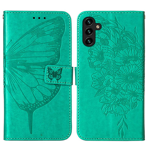 Leather Case Stands Butterfly Flip Cover Holder Y01B for Samsung Galaxy A04s Green