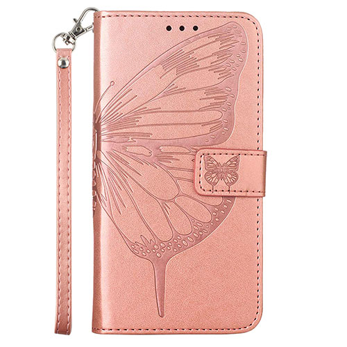 Leather Case Stands Butterfly Flip Cover Holder Y01B for Samsung Galaxy A23 4G Rose Gold