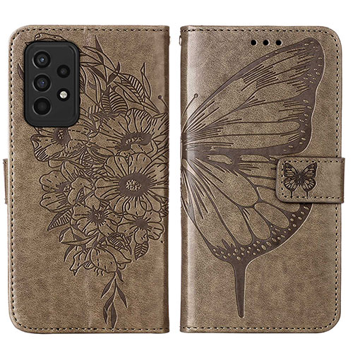 Leather Case Stands Butterfly Flip Cover Holder Y01B for Samsung Galaxy A33 5G Gray