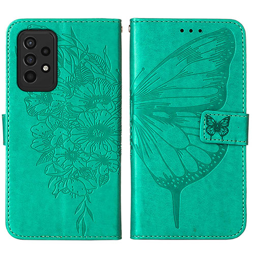 Leather Case Stands Butterfly Flip Cover Holder Y01B for Samsung Galaxy A33 5G Green