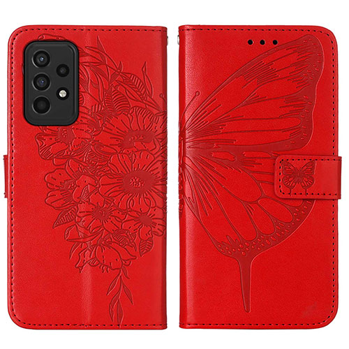 Leather Case Stands Butterfly Flip Cover Holder Y01B for Samsung Galaxy A33 5G Red