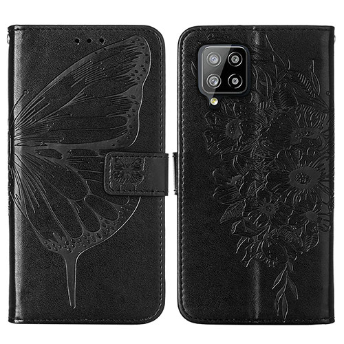 Leather Case Stands Butterfly Flip Cover Holder Y01B for Samsung Galaxy A42 5G Black