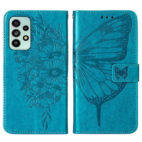 Leather Case Stands Butterfly Flip Cover Holder Y01B for Samsung Galaxy A53 5G Blue