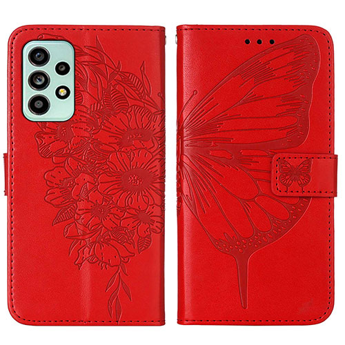 Leather Case Stands Butterfly Flip Cover Holder Y01B for Samsung Galaxy A53 5G Red