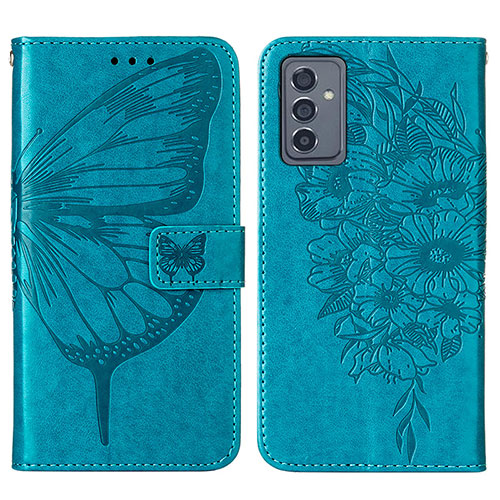 Leather Case Stands Butterfly Flip Cover Holder Y01B for Samsung Galaxy A54 5G Blue