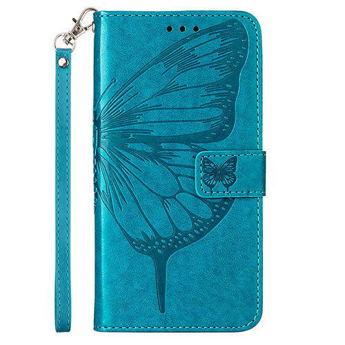Leather Case Stands Butterfly Flip Cover Holder Y01B for Samsung Galaxy A73 5G Blue