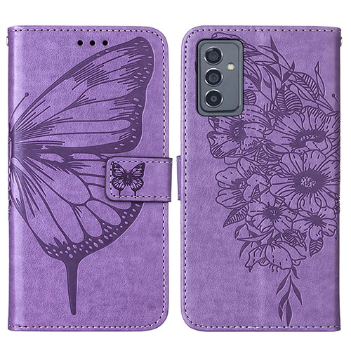 Leather Case Stands Butterfly Flip Cover Holder Y01B for Samsung Galaxy A82 5G Clove Purple