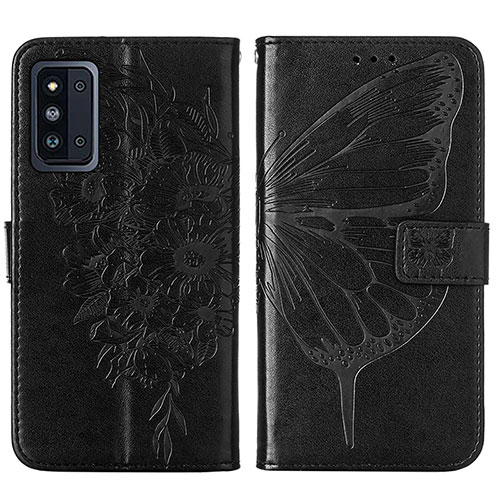 Leather Case Stands Butterfly Flip Cover Holder Y01B for Samsung Galaxy F52 5G Black