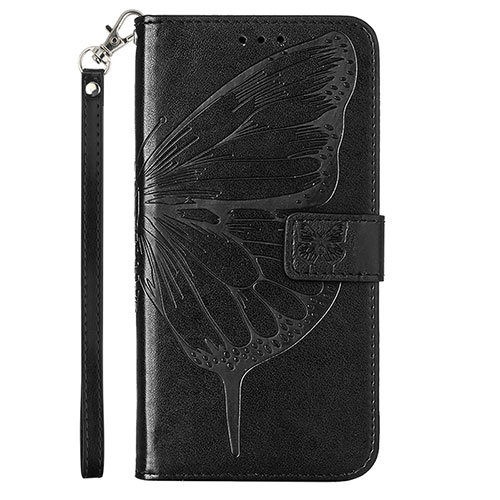 Leather Case Stands Butterfly Flip Cover Holder Y01B for Samsung Galaxy M33 5G Black