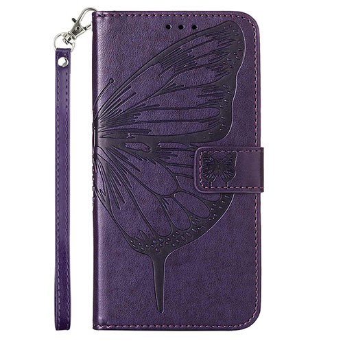 Leather Case Stands Butterfly Flip Cover Holder Y01B for Samsung Galaxy M53 5G Purple