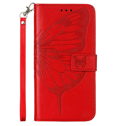 Leather Case Stands Butterfly Flip Cover Holder Y01B for Samsung Galaxy M53 5G Red