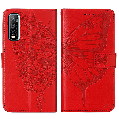 Leather Case Stands Butterfly Flip Cover Holder Y01B for Vivo iQOO U1 Red