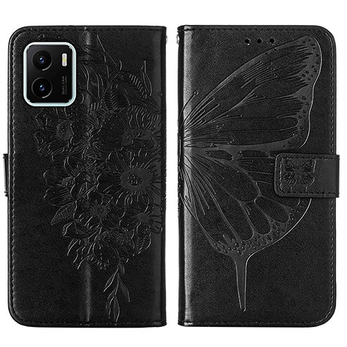 Leather Case Stands Butterfly Flip Cover Holder Y01B for Vivo Y01 Black