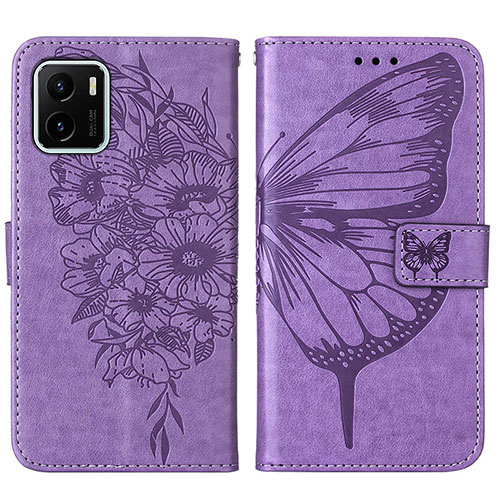 Leather Case Stands Butterfly Flip Cover Holder Y01B for Vivo Y01 Clove Purple