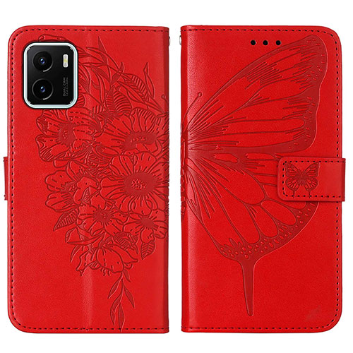 Leather Case Stands Butterfly Flip Cover Holder Y01B for Vivo Y01A Red