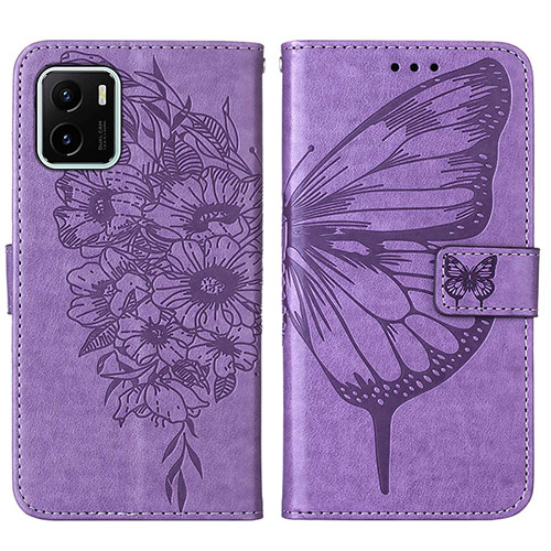 Leather Case Stands Butterfly Flip Cover Holder Y01B for Vivo Y32t Clove Purple