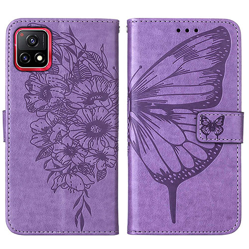 Leather Case Stands Butterfly Flip Cover Holder Y01B for Vivo Y52s 5G Clove Purple