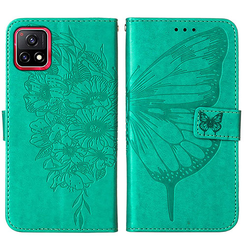 Leather Case Stands Butterfly Flip Cover Holder Y01B for Vivo Y54s 5G Green