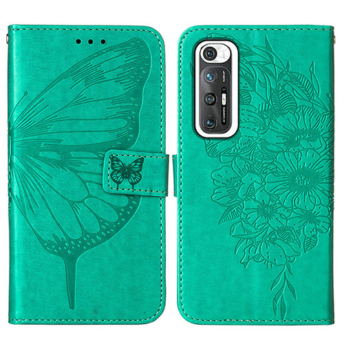 Leather Case Stands Butterfly Flip Cover Holder Y01B for Xiaomi Mi 10S 5G Green