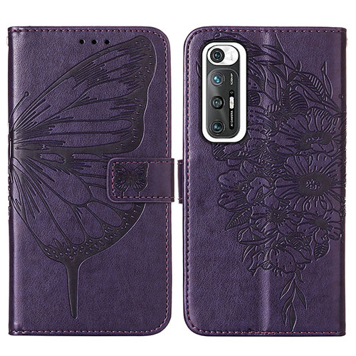 Leather Case Stands Butterfly Flip Cover Holder Y01B for Xiaomi Mi 10S 5G Purple