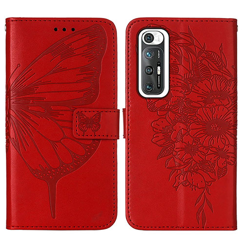 Leather Case Stands Butterfly Flip Cover Holder Y01B for Xiaomi Mi 10S 5G Red