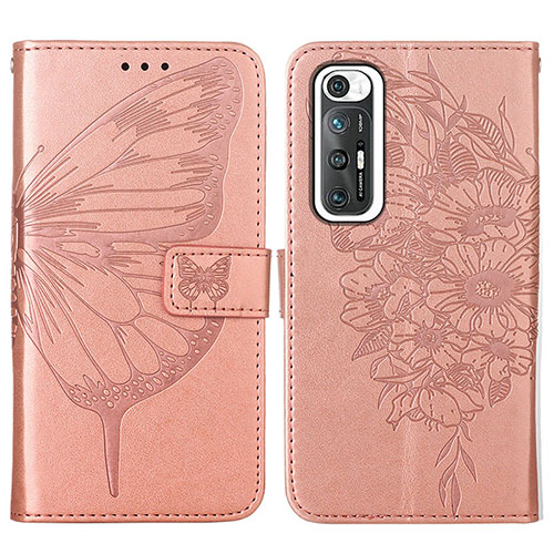 Leather Case Stands Butterfly Flip Cover Holder Y01B for Xiaomi Mi 10S 5G Rose Gold