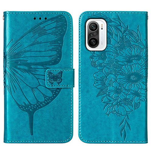 Leather Case Stands Butterfly Flip Cover Holder Y01B for Xiaomi Mi 11X 5G Blue