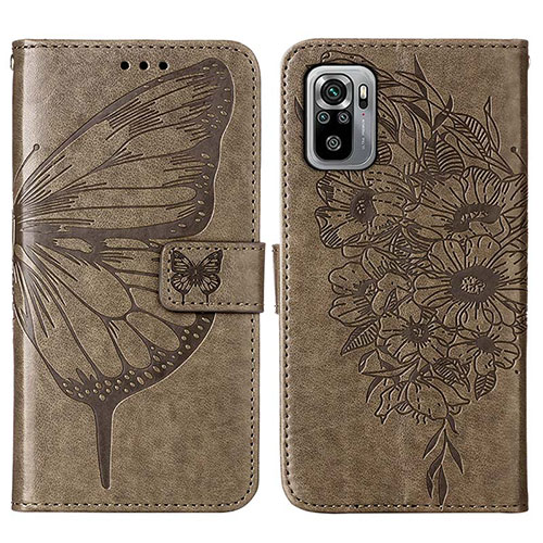 Leather Case Stands Butterfly Flip Cover Holder Y01B for Xiaomi Poco M5S Gray