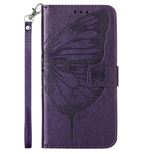 Leather Case Stands Butterfly Flip Cover Holder Y02B for Samsung Galaxy M02s Purple