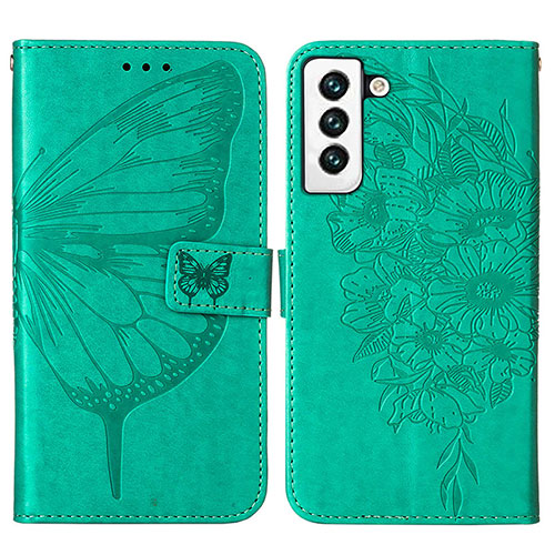 Leather Case Stands Butterfly Flip Cover Holder Y06B for Samsung Galaxy S24 Plus 5G Green