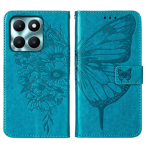Leather Case Stands Butterfly Flip Cover Holder YB1 for Huawei Honor X8b Blue