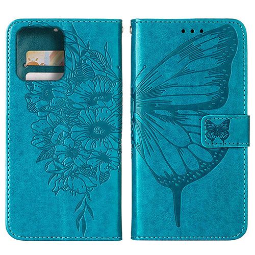 Leather Case Stands Butterfly Flip Cover Holder YB1 for Motorola Moto Edge 40 Pro 5G Blue