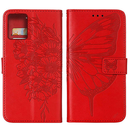 Leather Case Stands Butterfly Flip Cover Holder YB1 for Motorola Moto G 5G (2023) Red