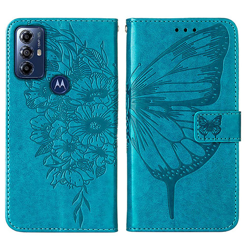 Leather Case Stands Butterfly Flip Cover Holder YB1 for Motorola Moto G Play Gen 2 Blue