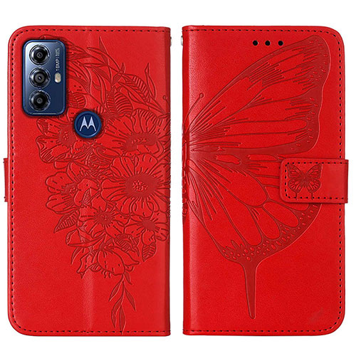 Leather Case Stands Butterfly Flip Cover Holder YB1 for Motorola Moto G Play Gen 2 Red