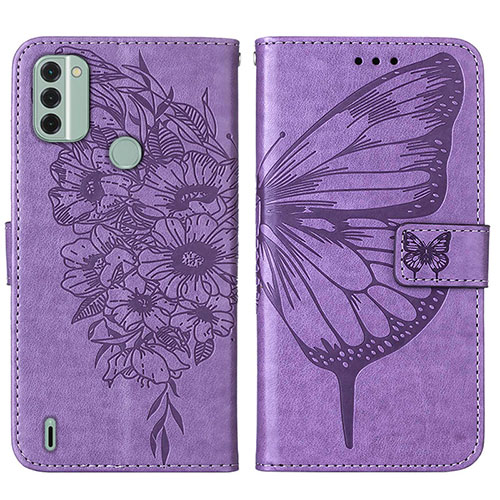 Leather Case Stands Butterfly Flip Cover Holder YB1 for Nokia C31 Clove Purple