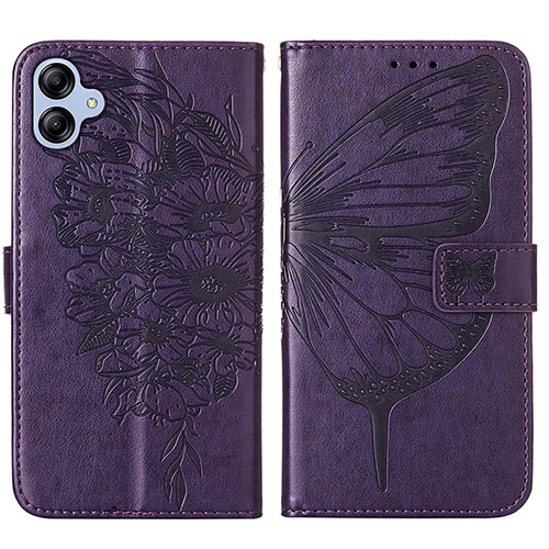 Leather Case Stands Butterfly Flip Cover Holder YB1 for Samsung Galaxy A04E Purple