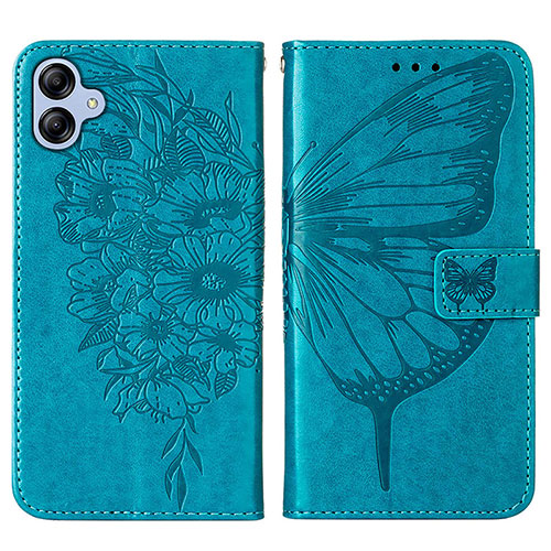 Leather Case Stands Butterfly Flip Cover Holder YB1 for Samsung Galaxy M04 Blue