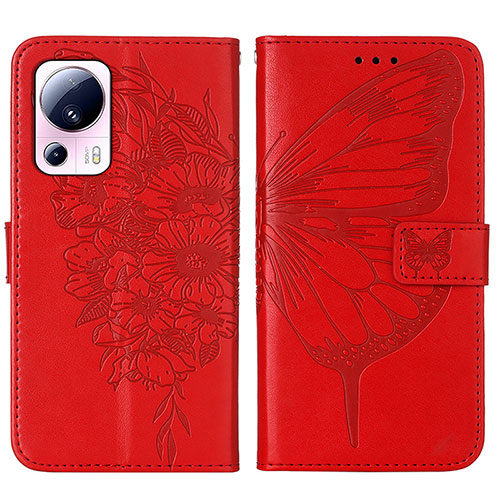 Leather Case Stands Butterfly Flip Cover Holder YB1 for Xiaomi Civi 2 5G Red