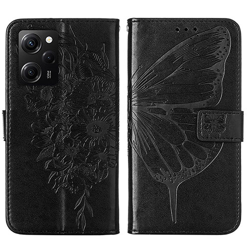 Leather Case Stands Butterfly Flip Cover Holder YB1 for Xiaomi Poco X5 Pro 5G Black