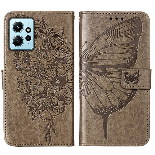 Leather Case Stands Butterfly Flip Cover Holder YB1 for Xiaomi Redmi Note 12 4G Gray