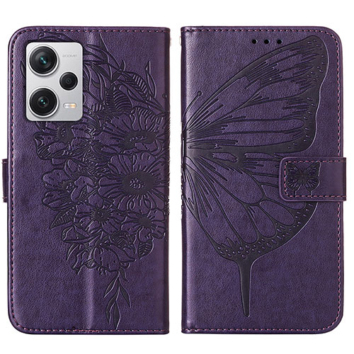 Leather Case Stands Butterfly Flip Cover Holder YB1 for Xiaomi Redmi Note 12 Explorer Purple