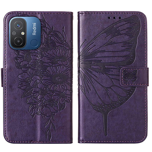 Leather Case Stands Butterfly Flip Cover Holder YB2 for Xiaomi Poco C55 Purple