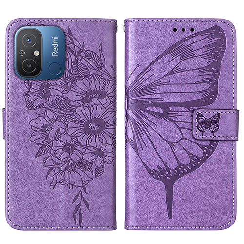 Leather Case Stands Butterfly Flip Cover Holder YB2 for Xiaomi Redmi 11A 4G Clove Purple