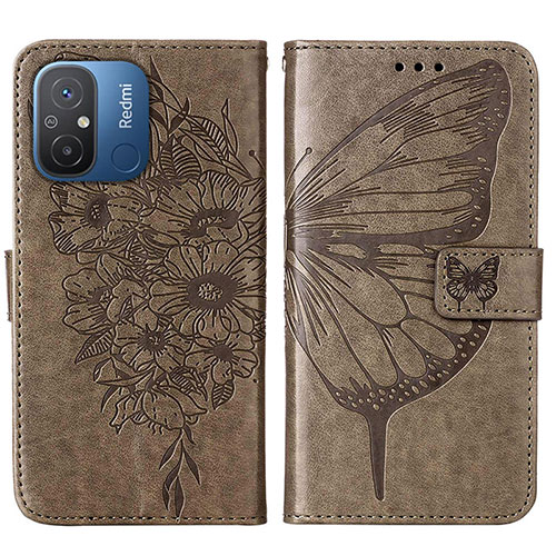 Leather Case Stands Butterfly Flip Cover Holder YB2 for Xiaomi Redmi 11A 4G Gray
