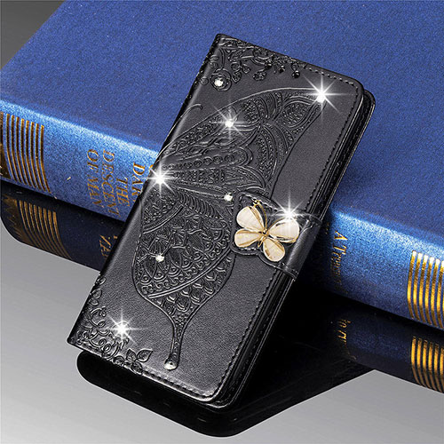 Leather Case Stands Butterfly Flip Cover L01 Holder for Xiaomi Mi 11 Lite 5G NE Black